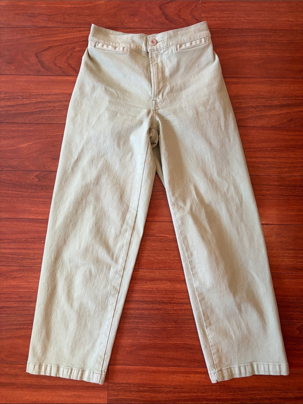 Madewell Women’s Emmet Wide-Leg Crop Pants in Light Sage Green